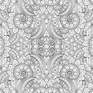 Vector Seamless Abstract Black and White Tribal Pattern Stock Illustration