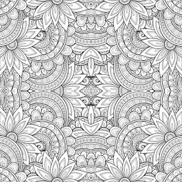 Vector Seamless Abstract Black and White Tribal Pattern Stock Illustration