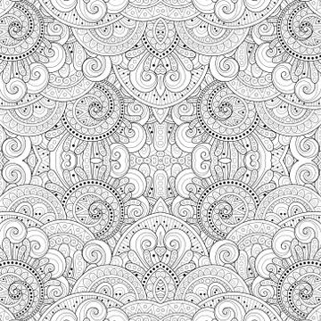 Vector Seamless Abstract Black and White Tribal Pattern Stock Illustration