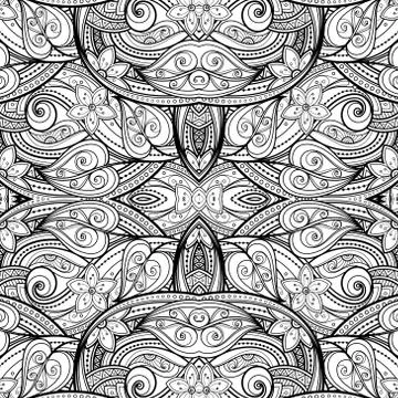 Vector Seamless Abstract Black and White Tribal Pattern Illustrazione stock