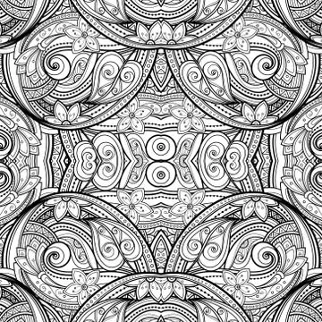 Vector Seamless Abstract Black and White Tribal Pattern Stock Illustration