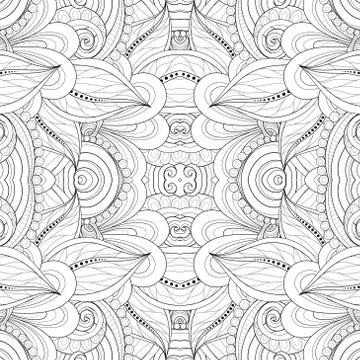 Vector Seamless Abstract Black and White Tribal Pattern Stock Illustration