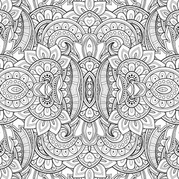 Vector Seamless Abstract Black and White Tribal Pattern 스톡 일러스트
