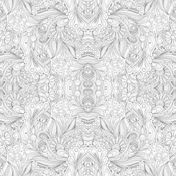 Vector Seamless Abstract Black and White Tribal Pattern Stock Illustration
