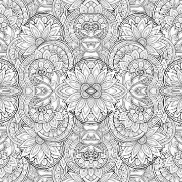 Vector Seamless Abstract Black and White Tribal Pattern Stock Illustration