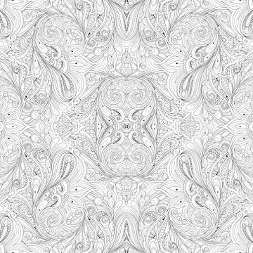 Vector Seamless Abstract Black and White Tribal Pattern Stock Illustration