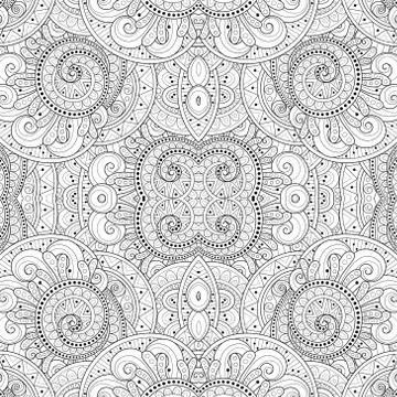 Vector Seamless Abstract Black and White Tribal Pattern Illustrazione stock