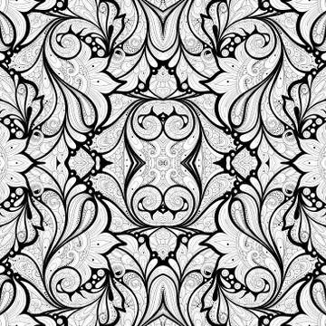 Vector Seamless Abstract Black and White Tribal Pattern 스톡 일러스트