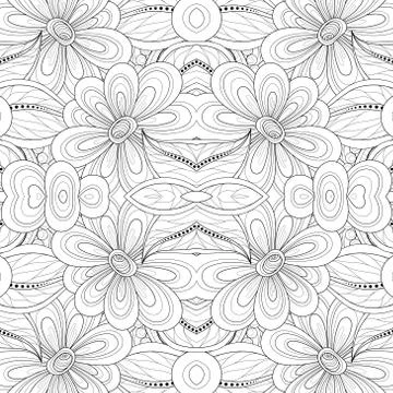 Vector Seamless Abstract Black and White Tribal Pattern Stock Illustration