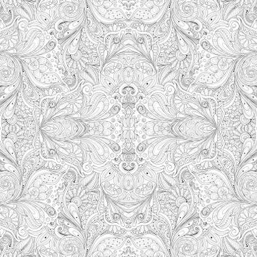 Vector Seamless Abstract Black and White Tribal Pattern Stock Illustration