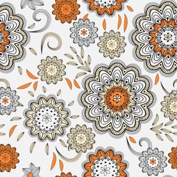 Vector seamless abstract doodle floral pattern Stock Illustration