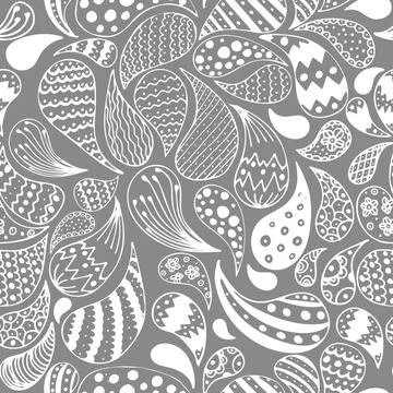Vector seamless abstract floral drops pattern with doodle, hand drawn, hindi  Stock Illustration