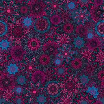 Vector seamless abstract flowers pattern. Stock Illustration