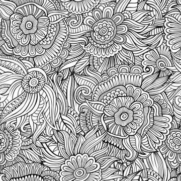 Vector seamless abstract flowers pattern 스톡 일러스트