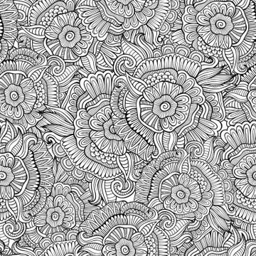 Vector seamless abstract flowers pattern Stock Illustration