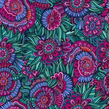 Vector seamless abstract flowers pattern Stock Illustration