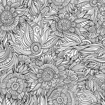 Vector seamless abstract flowers pattern イラスト素材