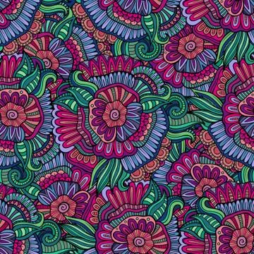 Vector seamless abstract flowers pattern Illustrazione stock