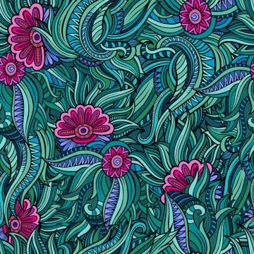 Vector seamless abstract flowers pattern Stock Illustration