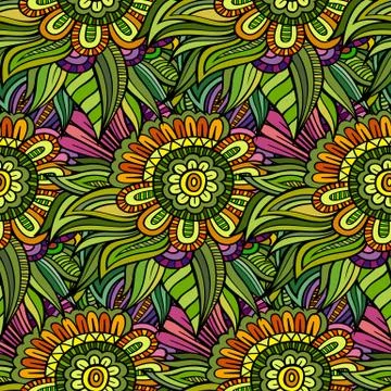 Vector seamless abstract flowers pattern Stockillustratie