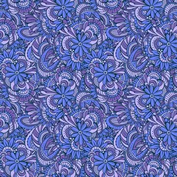 Vector seamless abstract flowers pattern. Stock Illustration