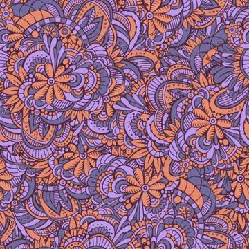 Vector seamless abstract flowers pattern. Illustrazione stock