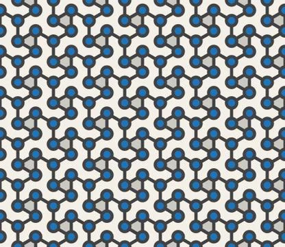 Vector Seamless Abstract Geometric Atom Array Grid Circles Connected With Lines Ilustración de archivo