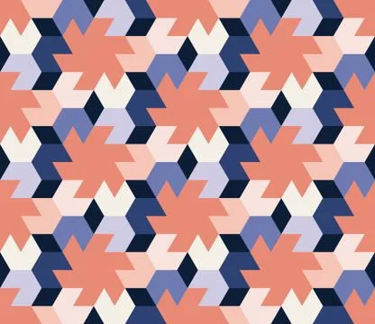 Vector Seamless  Abstract Geometric Hexagonal Tiling Shapes Pattern in Pink Blue 스톡 일러스트