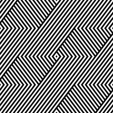 Vector seamless abstract geometric pattern - black and white striped texture Illustrazione stock