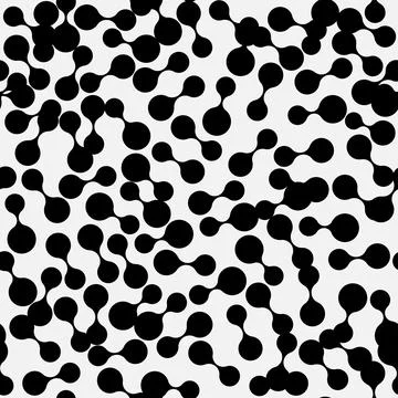 Vector seamless abstract geometric pattern with black circles and stripes Stock Illustration