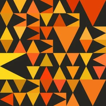 Vector Seamless Abstract Geometric Triangle Pattern in Yellow and Orange Illustrazione stock