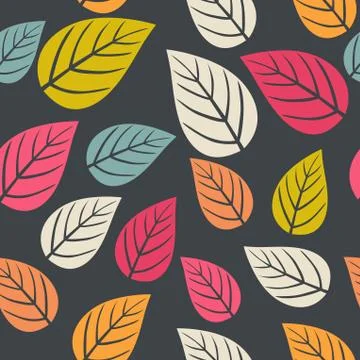 Vector seamless abstract hand-drawn pattern, leaf backdrop, endless backgroun 库存插图