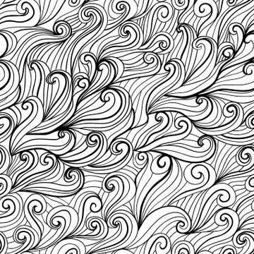 Vector seamless abstract hand-drawn pattern, waves background Stockillustratie