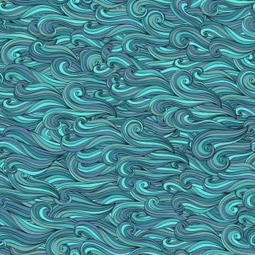 Vector seamless abstract hand-drawn pattern, waves background Stockillustratie