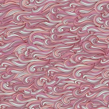 Vector seamless abstract hand-drawn pattern, waves background Stock Illustration