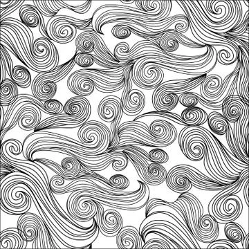 Vector seamless abstract hand-drawn pattern with waves. Wavy background. Illustrazione stock