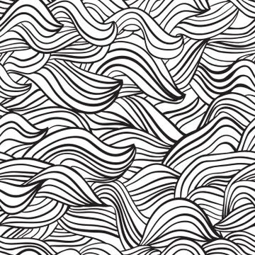 Vector seamless abstract  hand drawn pattern. Waves background. Stock-Illustration