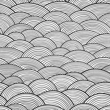 Vector seamless abstract hand-drawn pattern, waves background 스톡 일러스트