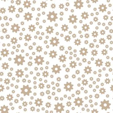 Vector seamless abstract pattern. Beige cogs on white background Stock Illustration