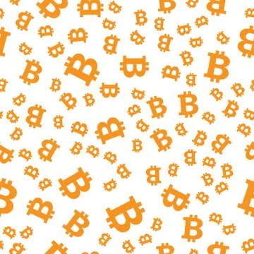 Vector seamless abstract pattern. Bitcoin sign on white background Illustrazione stock