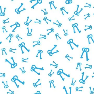 Vector seamless abstract pattern. Blue keys on white background Stock Illustration