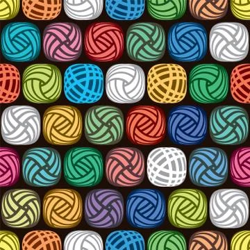 Vector seamless abstract pattern of colorful yarn balls Stock Illustration