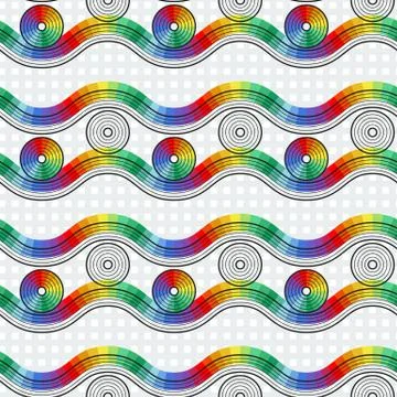 Vector seamless abstract pattern of elements in all colors of the rainbow 스톡 일러스트