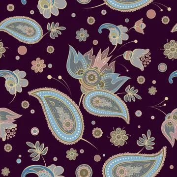 Vector seamless abstract pattern paisley flower carpet texture Illustrazione stock