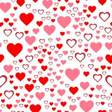 Vector seamless abstract pattern. Pink hearts on white background Illustrazione stock