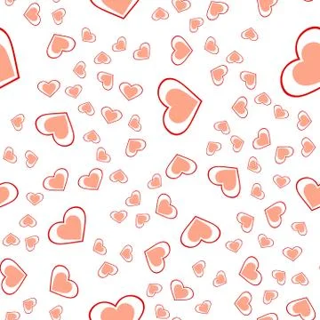 Vector seamless abstract pattern. Pink hearts on white background 스톡 일러스트