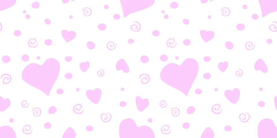 Vector Seamless abstract pattern of pink flat elements hearts points drops .. Illustrazione stock