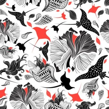 Vector seamless abstract pattern with rays Stock Illustration