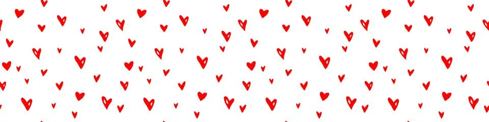 Vector Seamless abstract pattern of small red hearts. Hand drawn doodle backg 스톡 일러스트