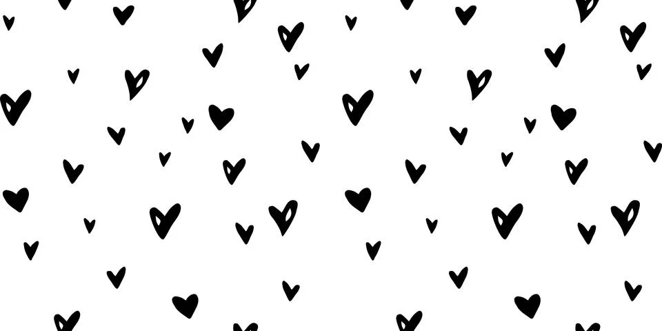 Vector Seamless abstract pattern of small hearts. Hand drawn doodle backgroun Illustrazione stock
